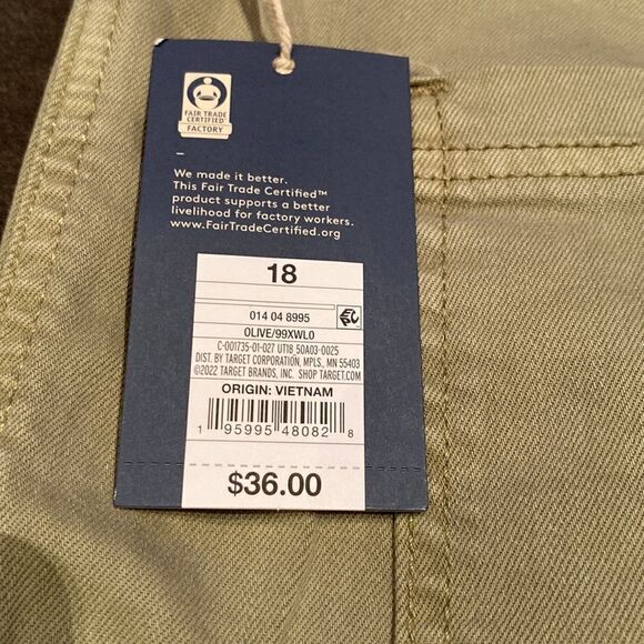 Women’s Universal Thread Olive Cargo Pants Boyfriend Vintage Stretch Size 18 Reg - Picture 7 of 9